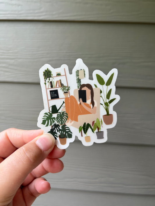 Plant & Book Girlie Sticker