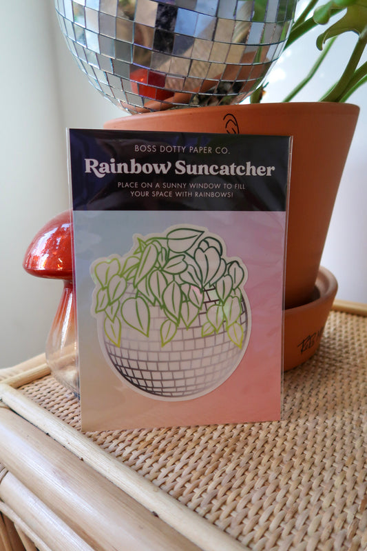 Disco Ball Planter Rainbow Suncatcher Sticker