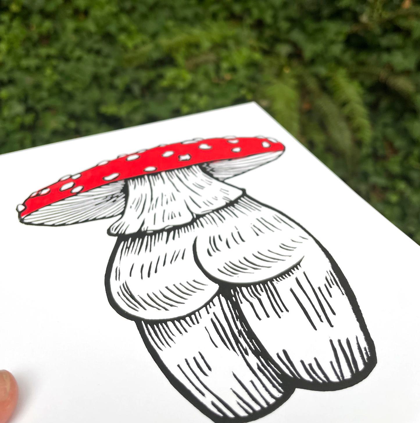 Mushroom Butt Linocut Print