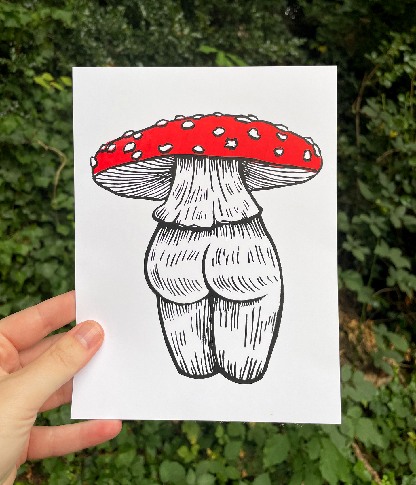 Mushroom Butt Linocut Print