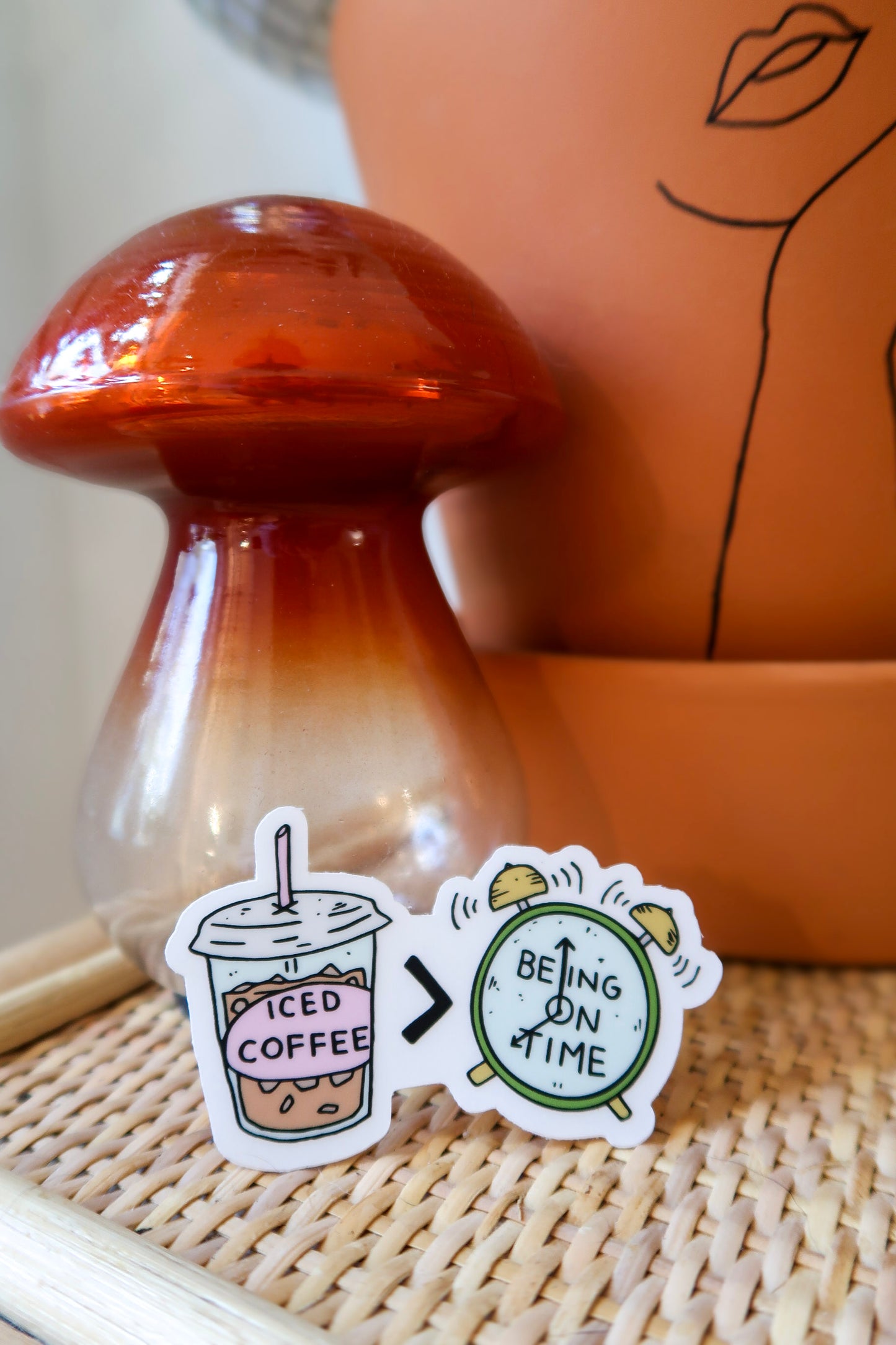 Iced Coffee > Being On Time Clear Sticker